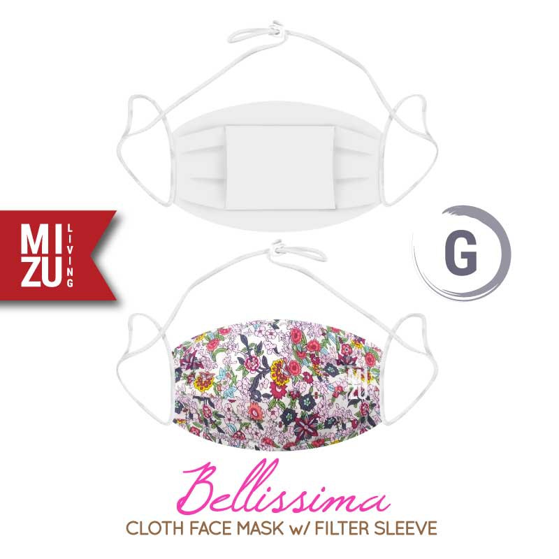 [SALE] MIZU BELLISSIMA Cloth Face Mask Masker Kain Corak Bunga 3Ply Sarung Filter NON-MEDIS REUSABLE-G