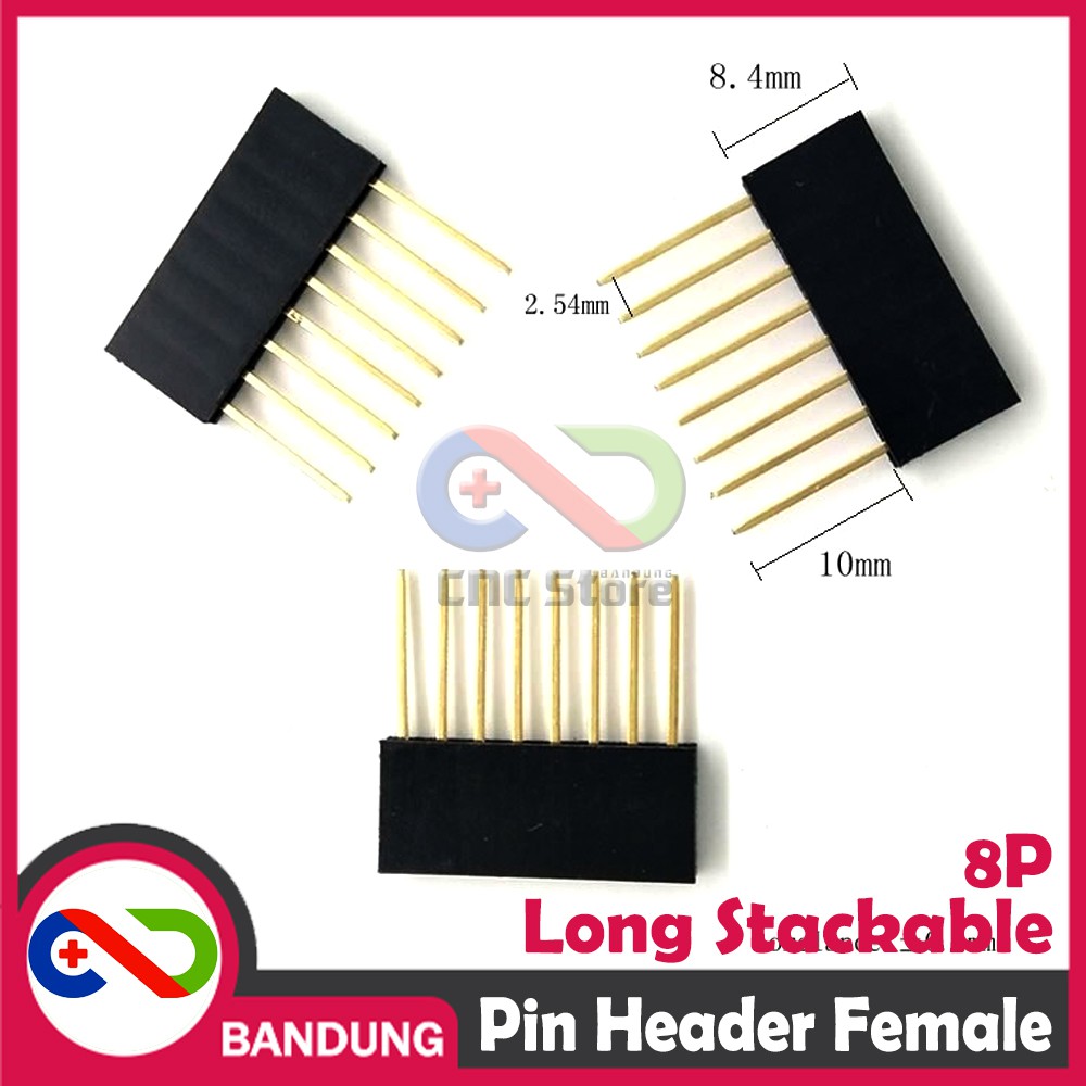 PIN HEADER FEMALE 8 8P 10MM LONG STACKABLE FOR ARDUINO UNO MEGA