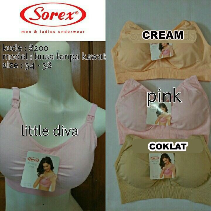 Bra Menyusui Tanpa Kawat Busa Tipis SOREX 8200 / DIVA KNIT List DV bra menyusui busa Tanpa kawat size 34 - 38 nursing bra wireless