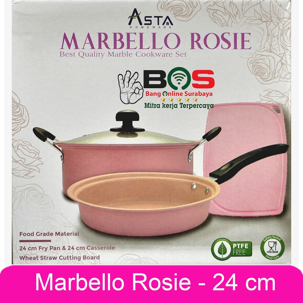 Asta Marbello Rosie Panci Wajan Anti Lengket 1 Set isi 4 Pcs Marbello Rosie Panci Marble