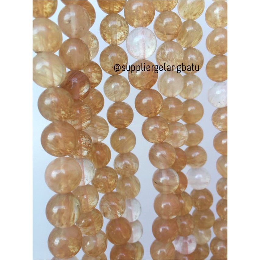 natural batu CITRINE kuning 10mm kristal yellow citrin media kesehatan aksesoris pernak pernik sehat