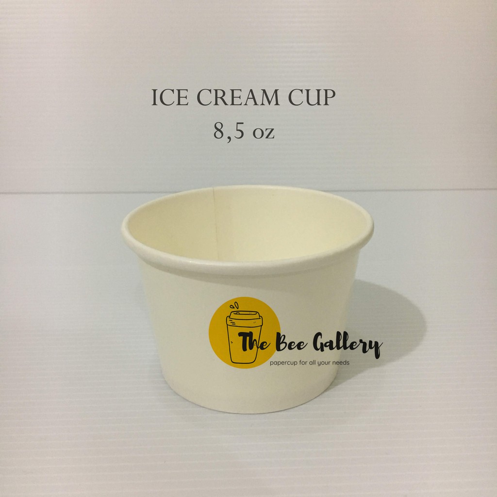 PAPER ICE CREAM CUP 8,5 oz - gelas es krim 255 ml PLAIN (per1rb)
