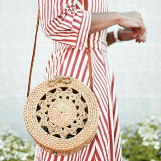 Jual Tas rotan bulat bali gendis diameter 20 / TAS ROTAN BALI / TAS