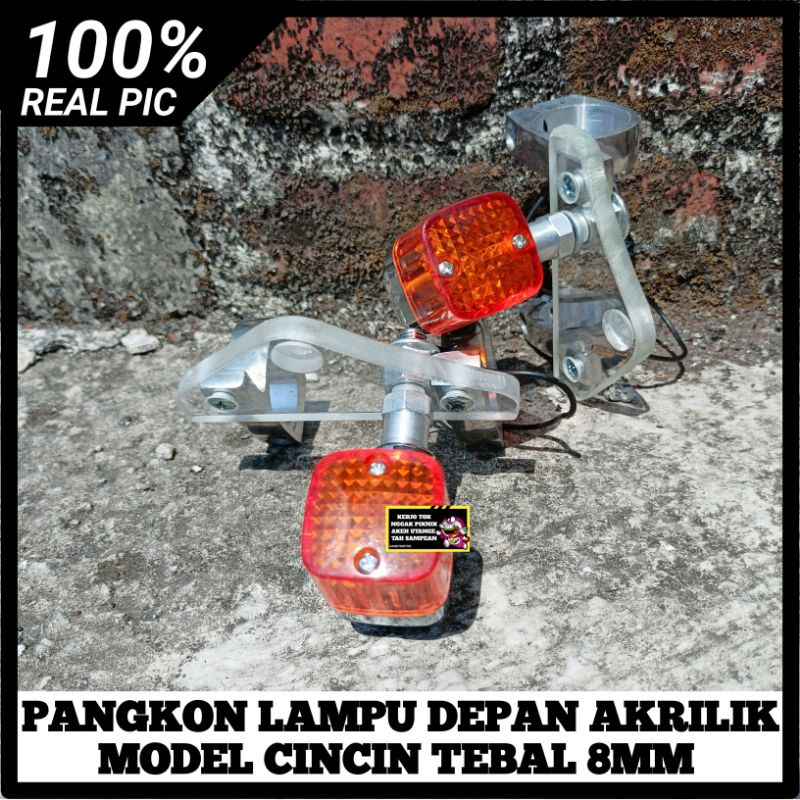 BREKET PANGKON LAMPU DEPAN AKRILIK MODEL CINCIN As 31 AS 33 SET LAMPU SEIN PALU KOTAK PNP CB GL 100 