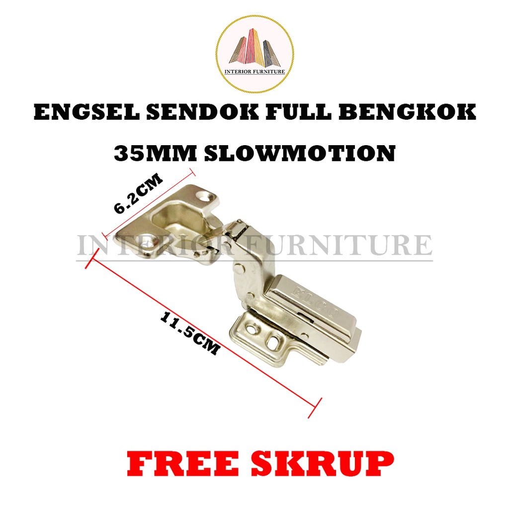 Engsel Lemari Engsel Sendok 35 MM Slow Motion Soft Close Clip On Hidrolik