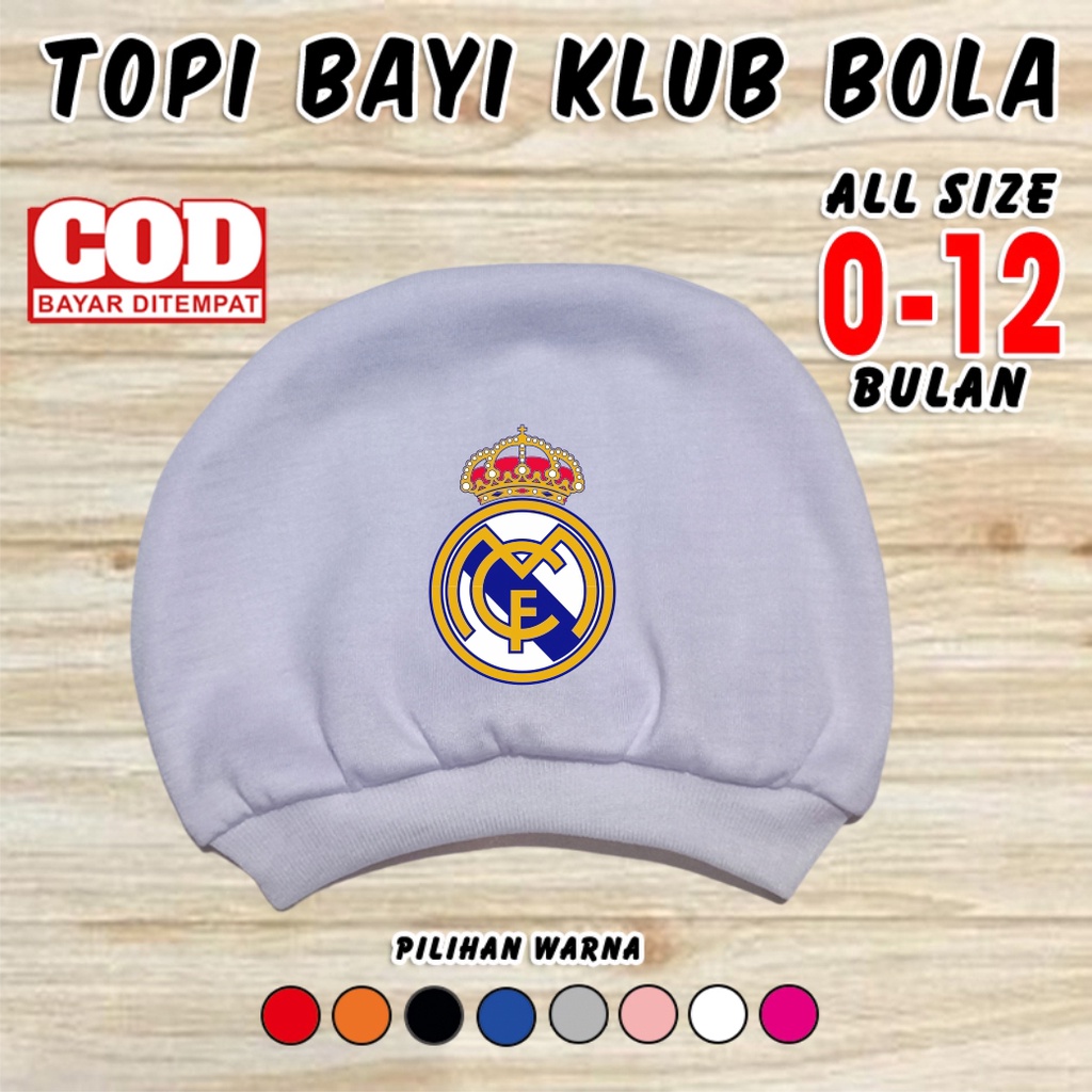 kupluk bayi klub bola Real Madrid topi bayi laki laki perempuan 0 6 bulan newborn baru lahir baby gi