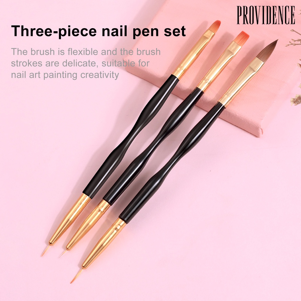 Providence 3Pcs/Set Nail Pen Delicate Nice-looking Plastic Double-Head Nail Art Drawing Liner for Beauty