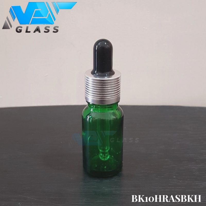 botol kaca pipet 10ml tebal hijau - ring almunium silver bergaris