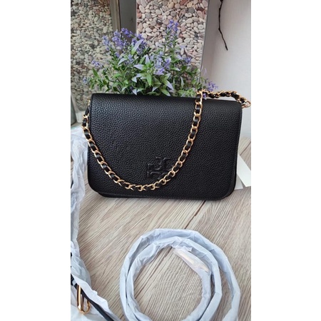 tas tory burch thea clutch black