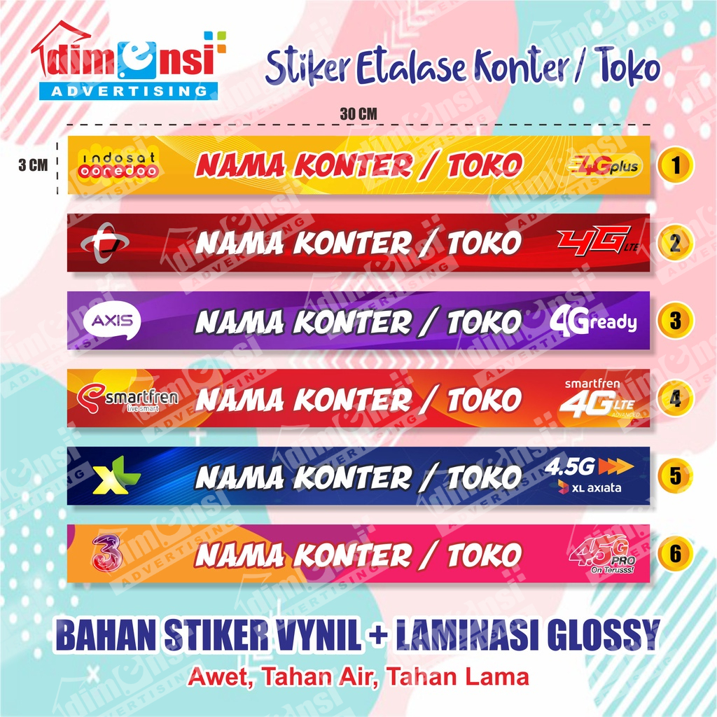 Stiker Etalase Konter / Toko Murah + Laminasi ( Minimal 15 Pcs ) - DIMENSI ADV