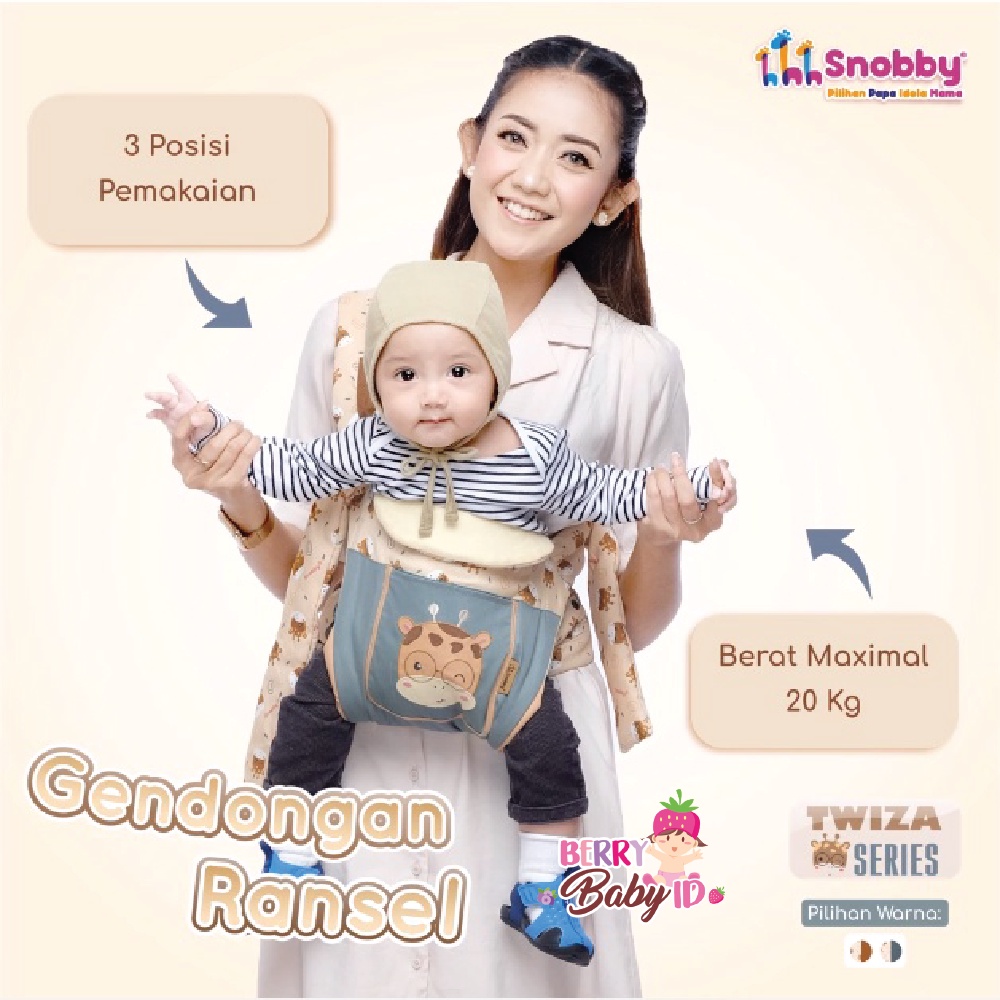 Snobby Gendongan Bayi Depan Baby Carrier Ransel Saku 3 Posisi Gendong Berry Mart