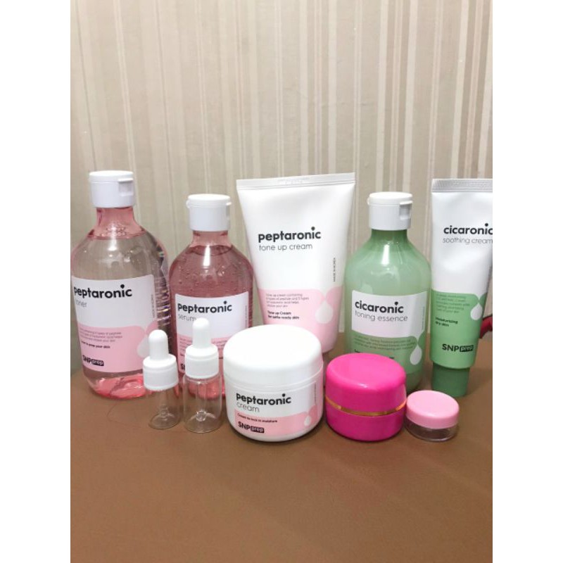 SNP PREP Peptaronic Toner Serum Tone Up Cream Cicaronic Toning Essence Soothing Cream share in jar