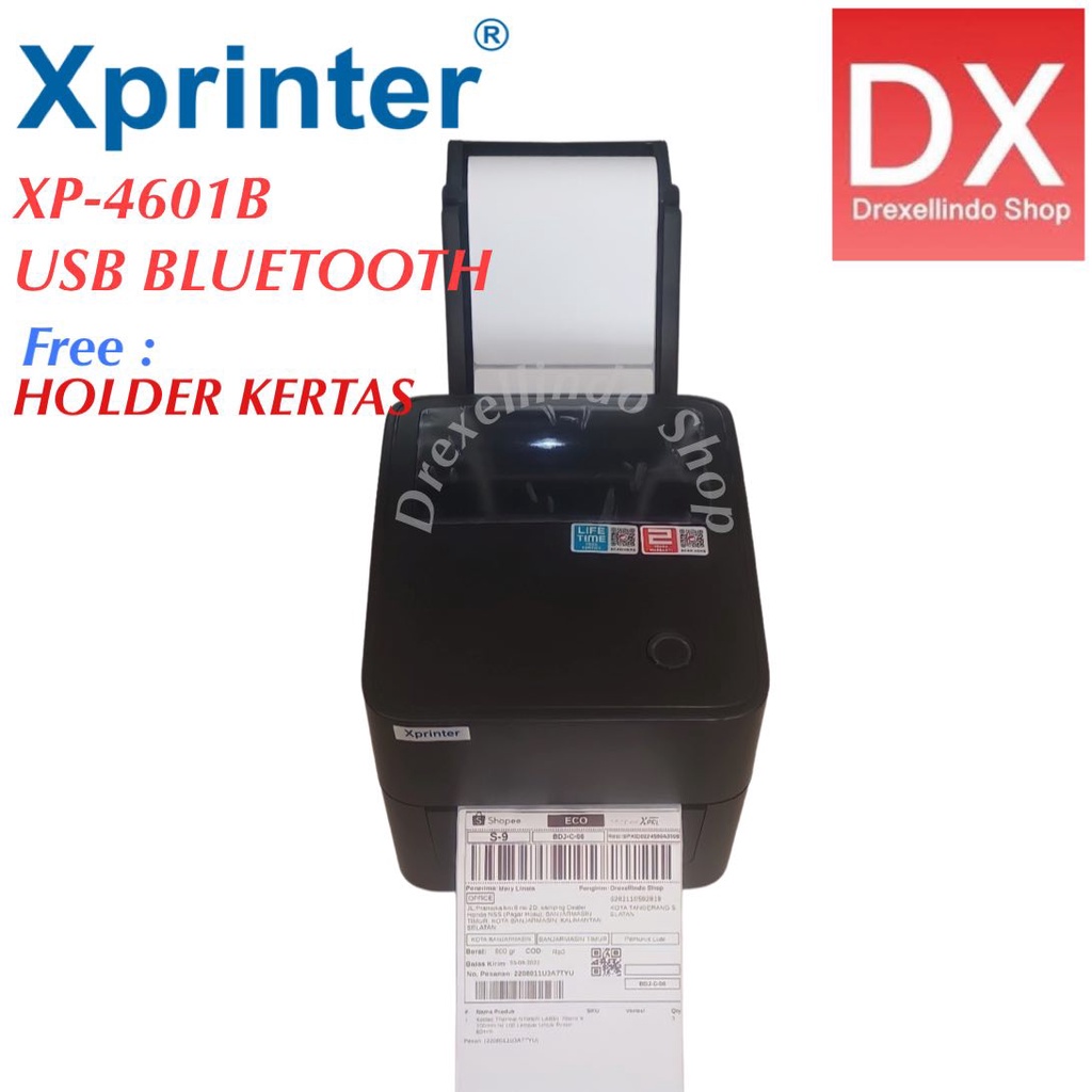 BARCODE PRINTER LABEL STIKER XPRINTER XP-4601B USB BLUETOOTH 4601B FREE HOLDER