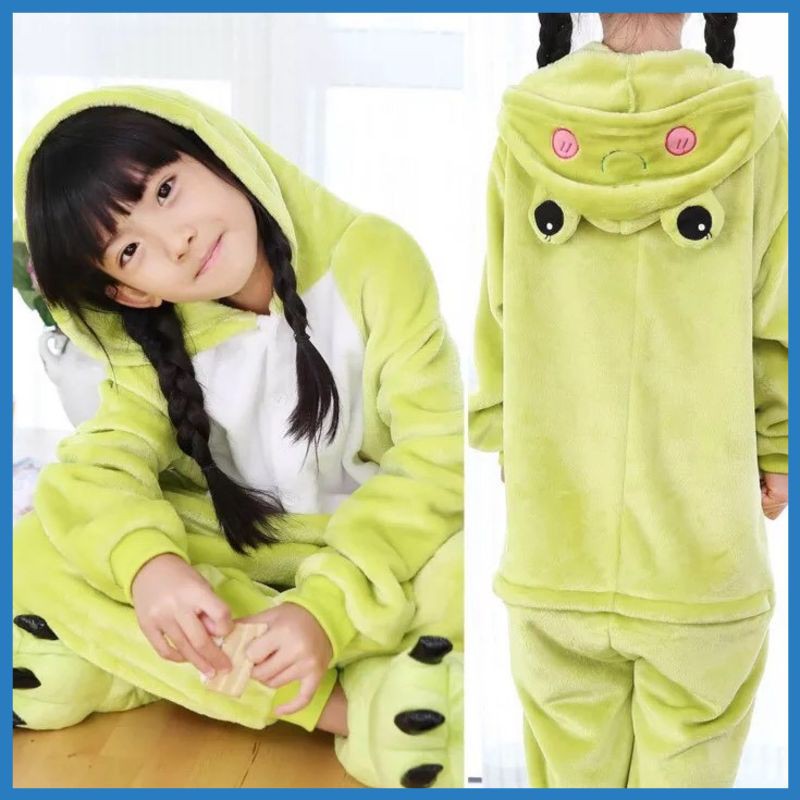 KOSTUM FASHION Yf9 BAJU ONESIE KEROPPI KODOK KATAK PIYAMA KOSTUM KATAK HIJAU BAGUS