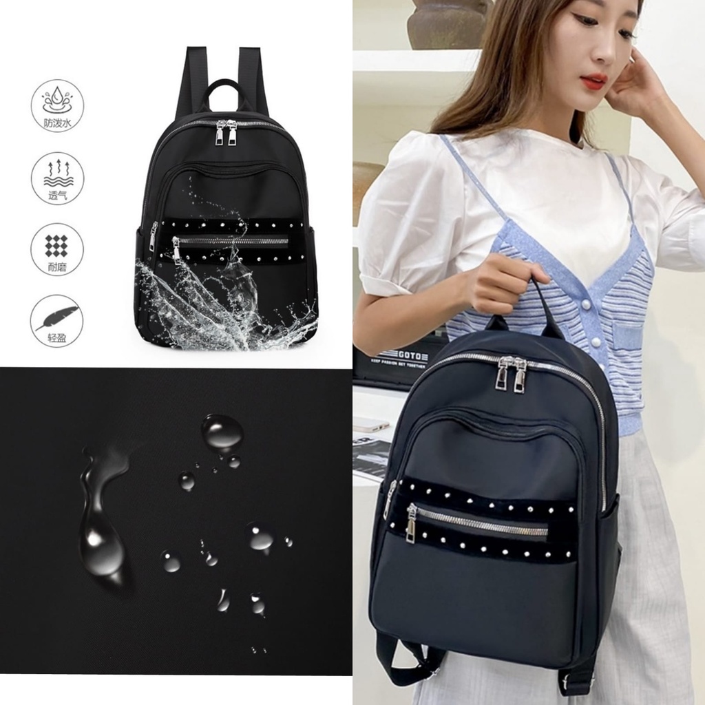 TAS RANSEL WANITA IMPORT ANTI AIR HITAM LUZOU BACKPACK TA556B5 GENDONG SEKOLAH CEWEK MURAH KULIAH KERJA PREMIUM PUNGGUNG BATAM REMAJA RANGSEL KOREA