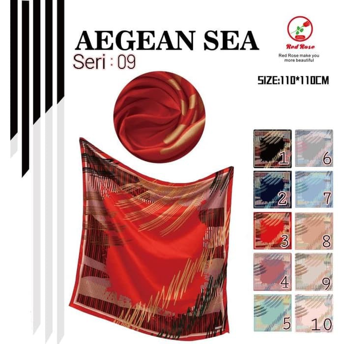 Jilbab Segi Empat Satin Velvet Motif Polkadot Bunga - seri : AEGEAN 09