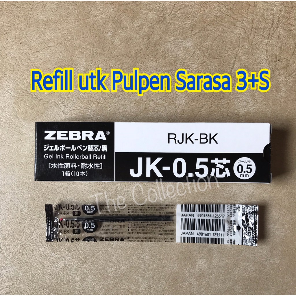 

ATK556SR Refill 3S Black 0.5 RJK-BK Sarasa Pulpen isi ulang 3+S hitam JK G301 G-301 ZEBRA