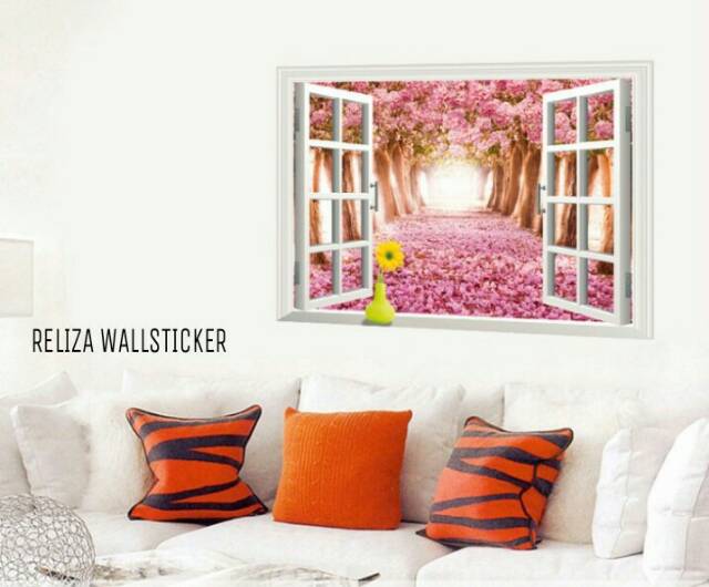 RELIZA WALL STICKER JUMBO JENDELA POHON SAKURA MERAH WINDOWS TREE AY9234D STIKER DINDING