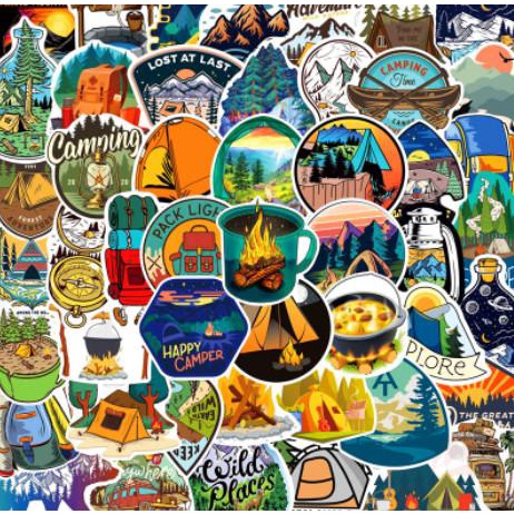 

(BISA COD) S17 STICKER 50 PCS CAMPING OUTDOOR ADVENTURE DESIGN SALE Kode 892