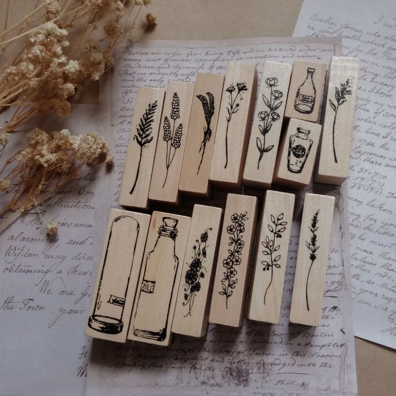 

Hazzel Stempel Kayu Vintage Vol.1 - Rubber Stamp Collection for Journaling Journal Bujo