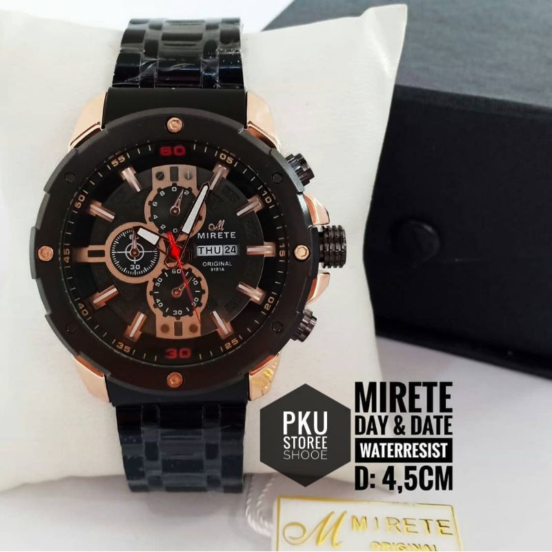 JAM MIRETE SPORT PRIA RANTAI TAINLIS  TAHAN AIR ( COD )  Jam Tangan Kasual Pria Quart Analog Mewah Elegan Import Terbaru | Jam Tangan Cowok Bestseller MIRETE WATCH | Jam Tangan Pria Tahan Air Free Box Warna Silver, Hitam, Hitam Rosgold, Gold | Jam MIRETE