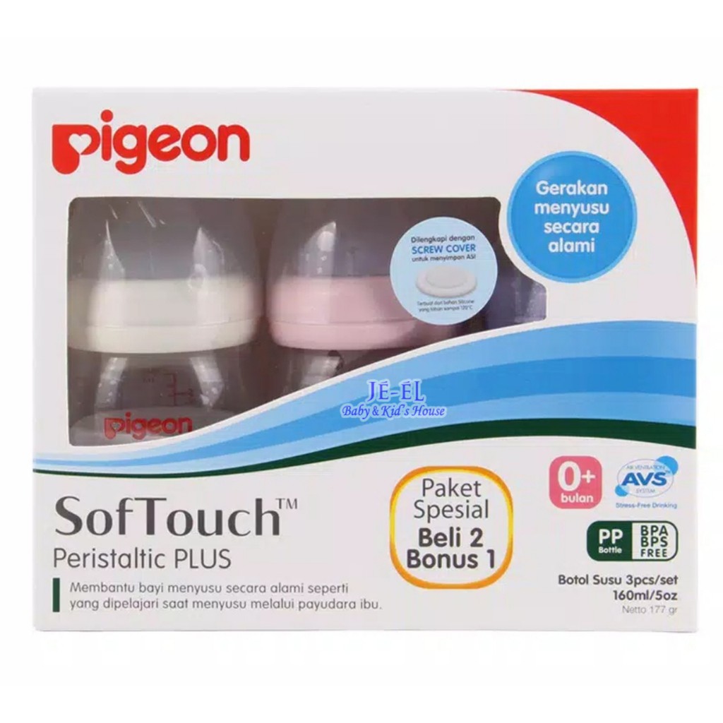 Pigeon Soft Touch Peristaltic PP Neck 160ML/240ML Beli 2 Bonus 1