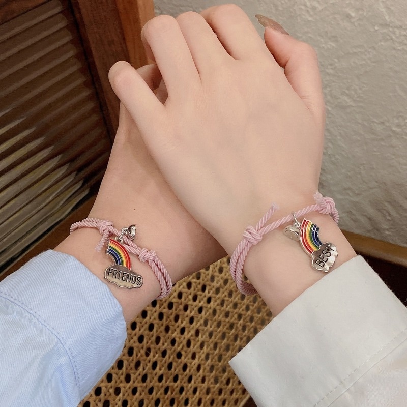 Gelang Couple Magnet Pelangi/Spaceman/Cinta Imut Mode Korea-5#rainbow