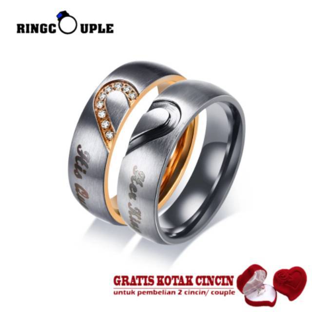 Cincin Couple Titanium Original 100% Anti Pudar (GRATIS BOX)