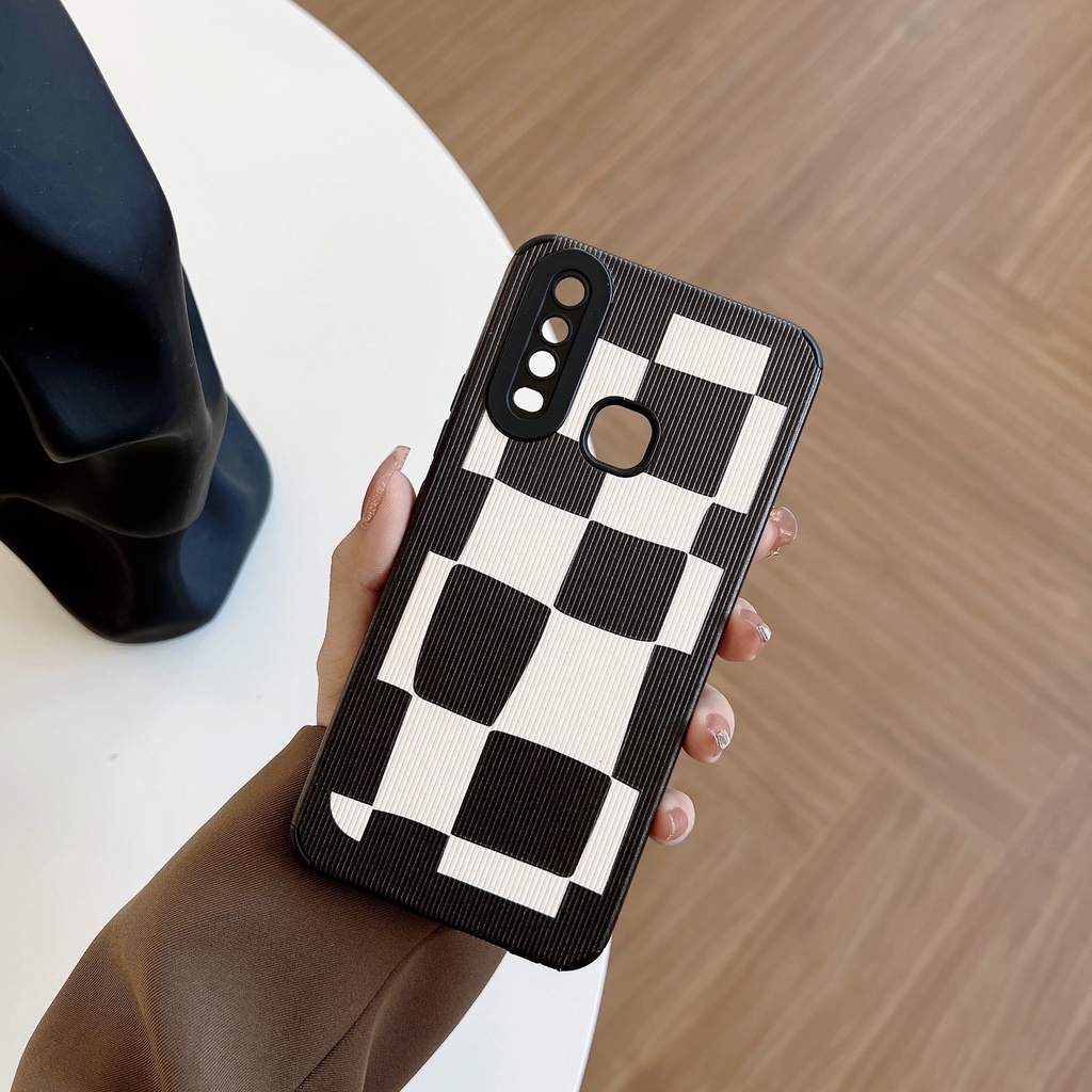 Case Motif Kotak-Kotak Hitam Putih Untuk OPPO A16 A5 2020 A74 F7 F9 Reno5 6 5G RealmeC35 5 C11 2021 Narzo50A A15 A54 A31 RealmeC21Y Reno 6z A95 A74 A3S A5S A7 A12 A53 A94 A1K Reno5F Realm 8 C25S C12 C15