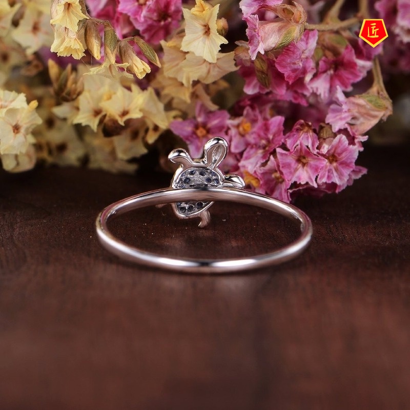 [Ready Stock]Creative Inlaid Sapphire Full Diamond Turtle Ring