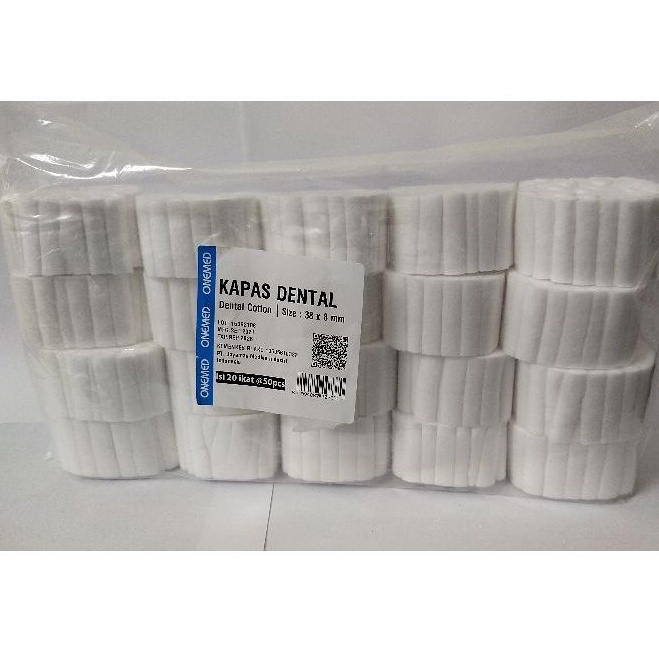 Dental Cotton Roll / Cotton Dental / Kapas Rol Dental / Kapas Gulung GIGI 8 mm isi 1000 pcs 20 Gulung Onemed