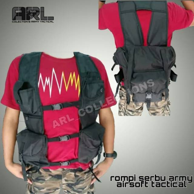 Rompi serbu/rompi tempur/jaket rompi tactical/magazen airsofgun outdoor/rompi army military