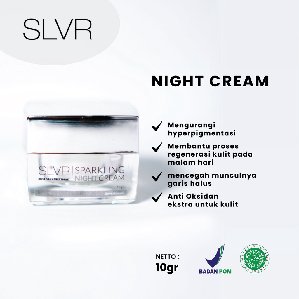 Skincare SLVR Night Cream | Promo termurah skincare alami dan aman untuk mencegah jerawat