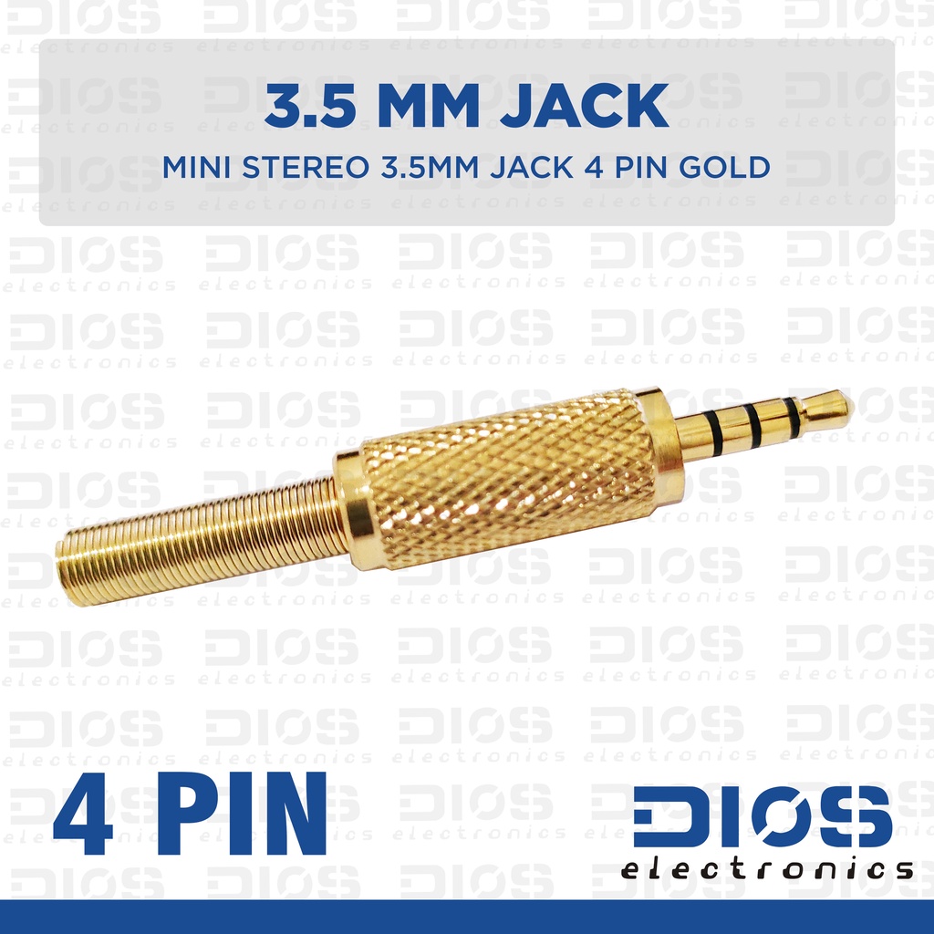 Audio Jack 3.5 mm Mini Stereo 3 Garis 4 Pin Gold Per