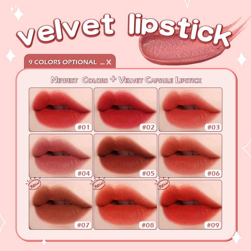 （COD）SANIYE 6 Warna Lipstik Velvet Matte Lipstik Tahan Air Tahan Lama