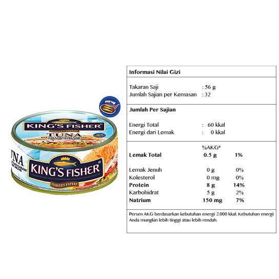 

Gg01Hh Paket 24 Pcs King'S Fisher Tuna Dalam Air Garam Tuna In Brine 170Gr Ds01Gkk