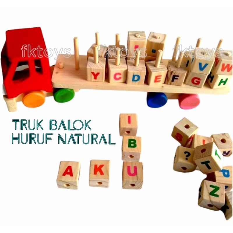 Mainan Edukasi Truck balok susun ABJAD/HURUF