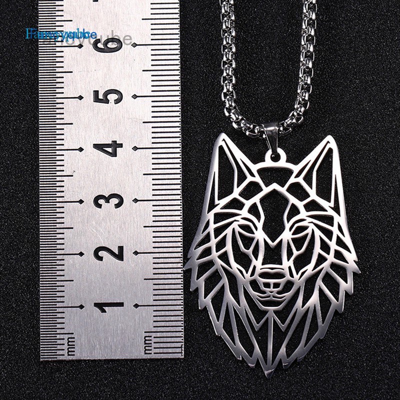 Fancyqube Viking Fashion Wolf Pendant Stainless Steel Hollow Animal Necklace Men Jewelry