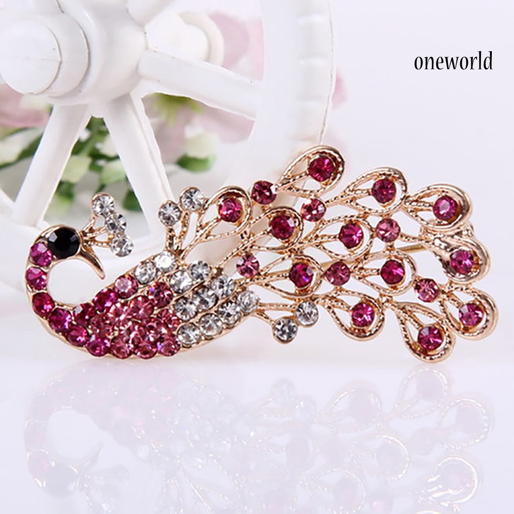 OW@ Brooch Pin Shiny Lovely Women Fashion Peacock Shape Collar Pin for Wedding