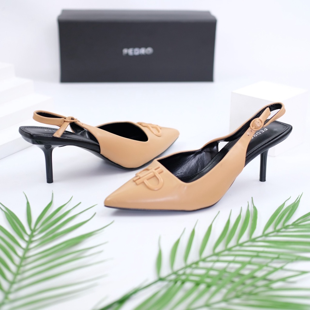 [7.7 Boombastis Sale⚡] - SEPATU SHOES WANITA KULIT SINTESIS PS101 LEATHER SLINGBACK HEELS PREMIUM IMPORT