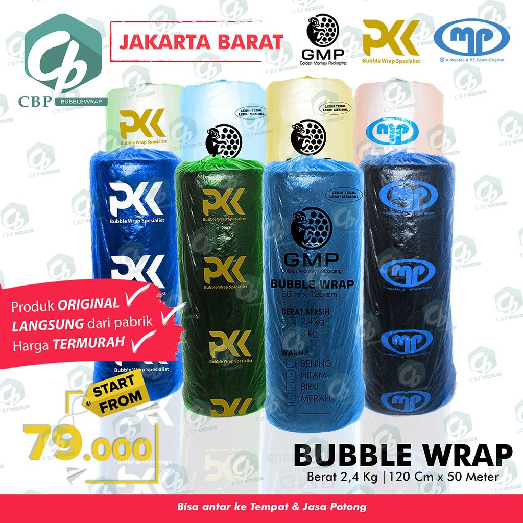 

Bubble Wrap GMP Muliapack PKK SG UPACK dan SIP roll 125 cm x 50 meter berat 2,4 kg - 3,0 kg