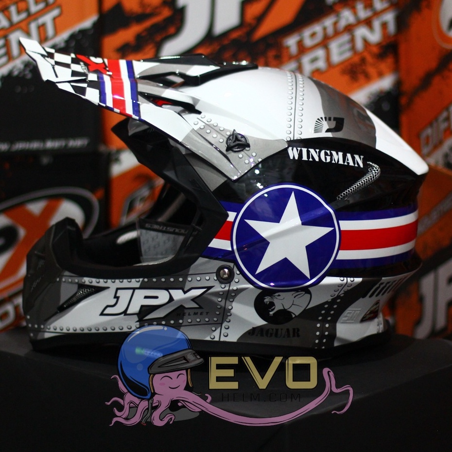 HELM JPX CROSS_FOX1 SERI X30 - SUPER BLACK + GOOGLE SNAIL (ONGKIR 2 KG) HELM JPX TERBARU