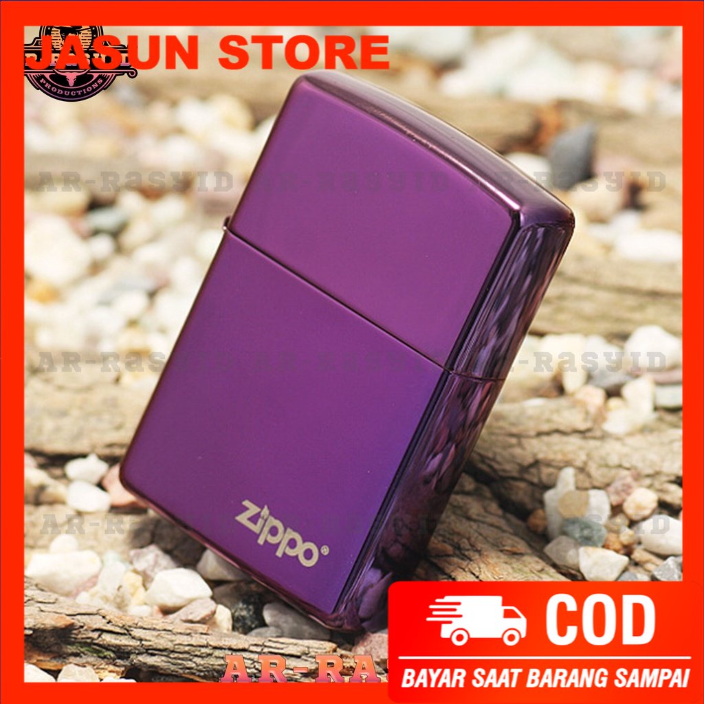 BISA COD! Korek Api Minyak Zippo Purple Ice Light Ungu Logo 24747 ZL