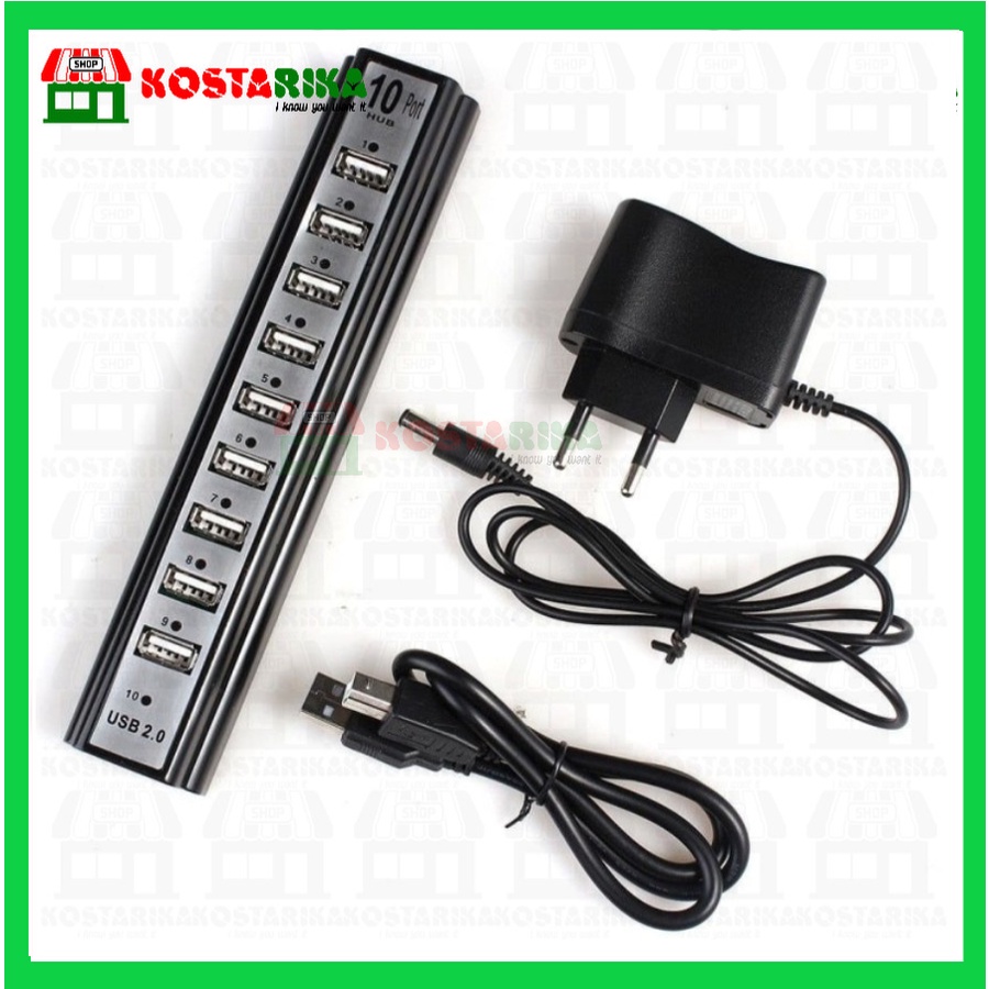 HUB USB 10 port + adaptor power DC 5V