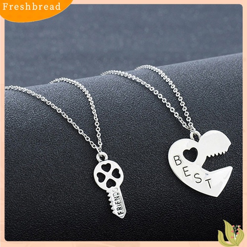 [TERLARIS]2Pcs/Set Love Heart Key Pendant BFF Best Friend Letter Carved Necklace Gift