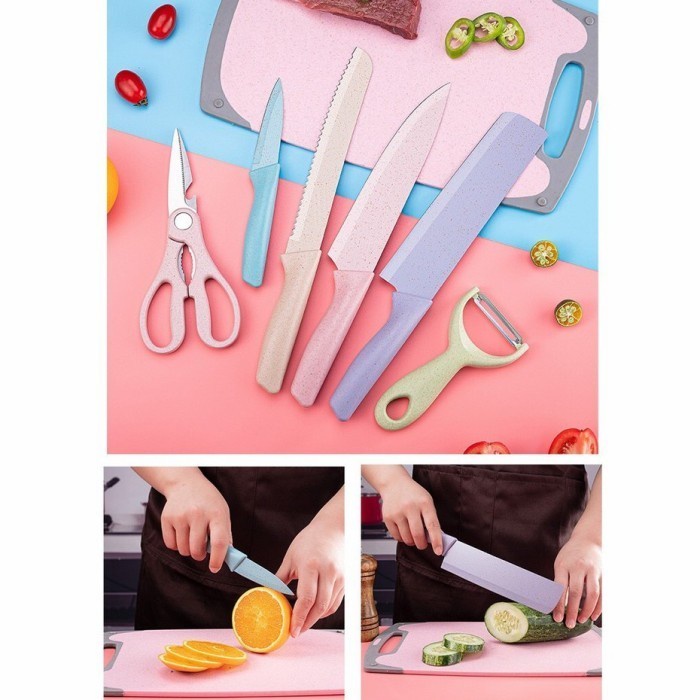 CEV Pisau Set 6 in 1 Pisau Jerami Gandum Elegan Pisau Cantik Pisau Dapur