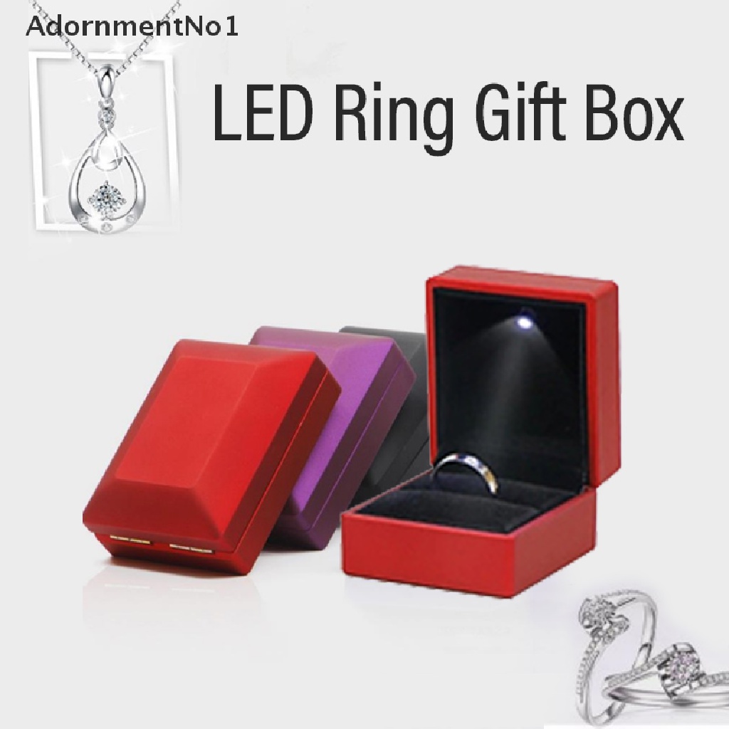 (AdornmentNo1) Kotak Cincin / Anting Dengan Lampu LED Untuk Hadiah Pernikahan / Pertunangan