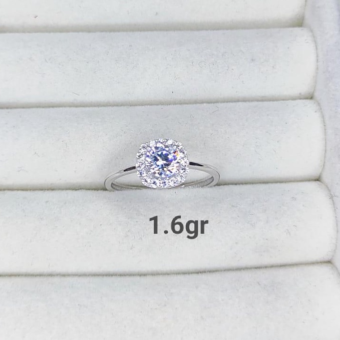 Cincin anak dan dewasa emas asli kadar 750 75% 17k mata whitegold mewah elegan diamond