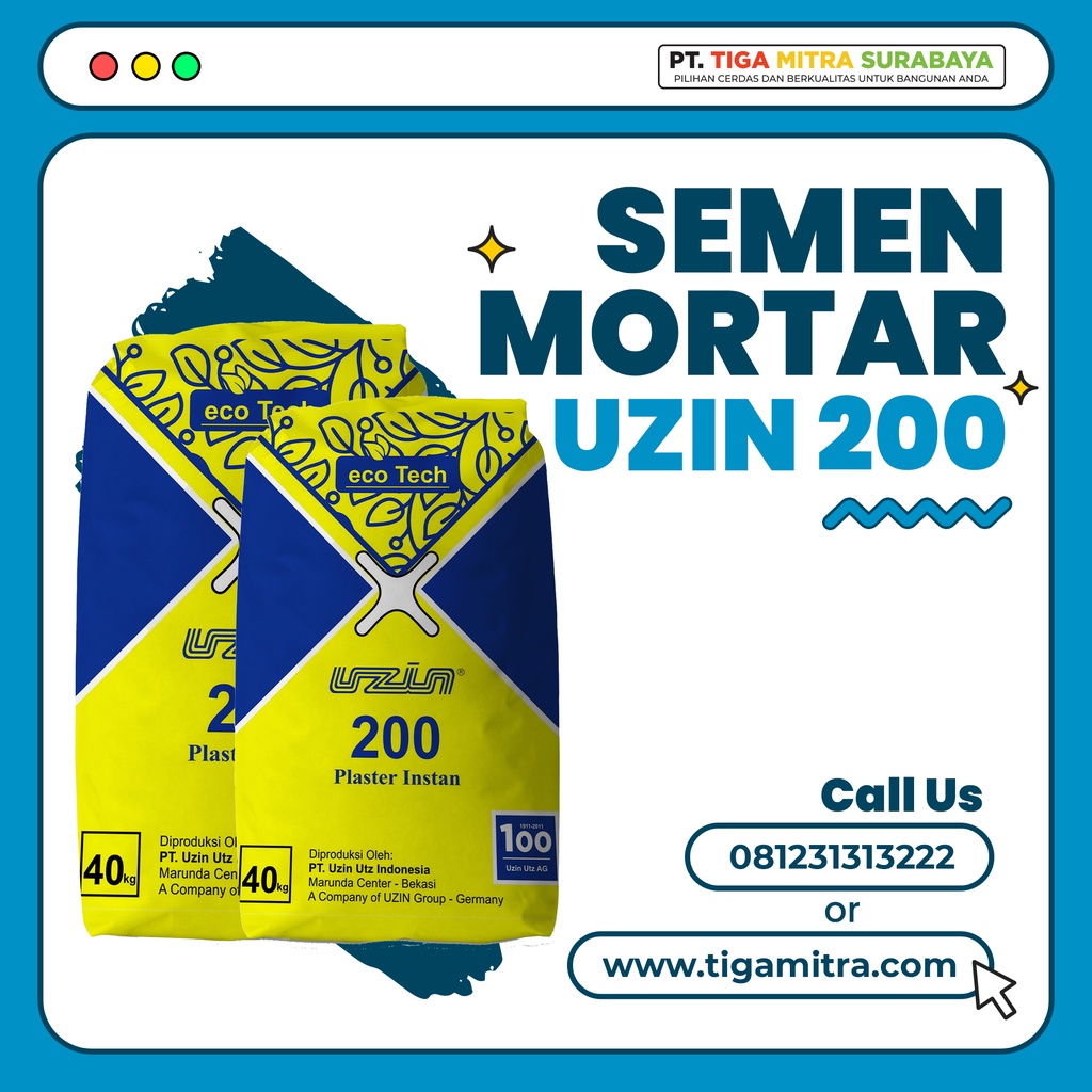 Semen Mortar Plesteran Dinding Uzin 200