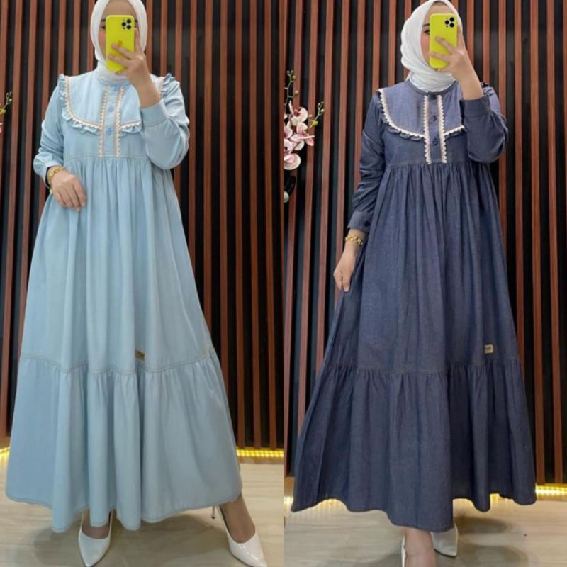 MIDI DRESS DENIM BY BELIFI VIRAL BEST SELLER